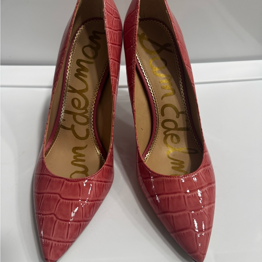Sam Edelman Pink Croc Embossed Pumps Heels Size 8 1/2 Brand New!